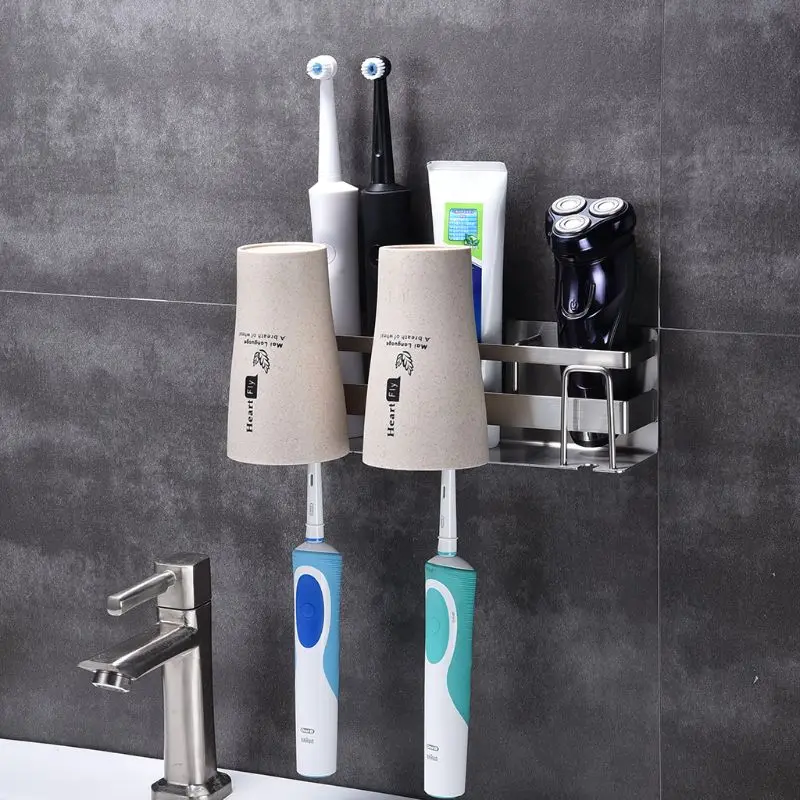 Stainless Steel Toothbrush Holder Toothpaste Stand Rack Adhesive Bathroom Organizer
Stainless Steel Toothbrush Holder Toothpaste Stand Rack Adhesive Bathroom Organizer