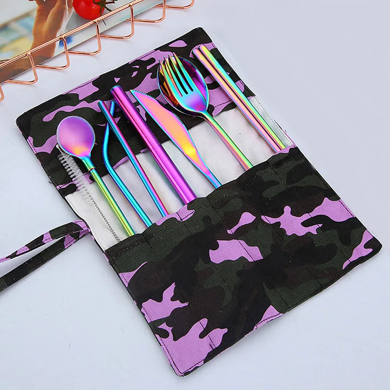 Creative Dinnerware Set Kitchen Stainless Steel Cutlery Set Tableware Knife Fork Spoon with Bag Reusable Straw Flatware Set
Creative Dinnerware Set Kitchen Stainless Steel Cutlery Set Tableware Knife Fork Spoon with Bag Reusable Straw Flatware Set