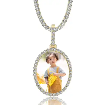 Custom Oval Medal Cubic Zircon Photo Medallion Bling Bling Women Personality Picture Necklace Picture Memory Pendant Necklaces
Custom Oval Medal Cubic Zircon Photo Medallion Bling Bling Women Personality Picture Necklace Picture Memory Pendant Necklaces