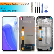 Ensemble écran tactile LCD de remplacement avec châssis, 6.53 pouces, pour Xiaomi Redmi Note 9 5G=