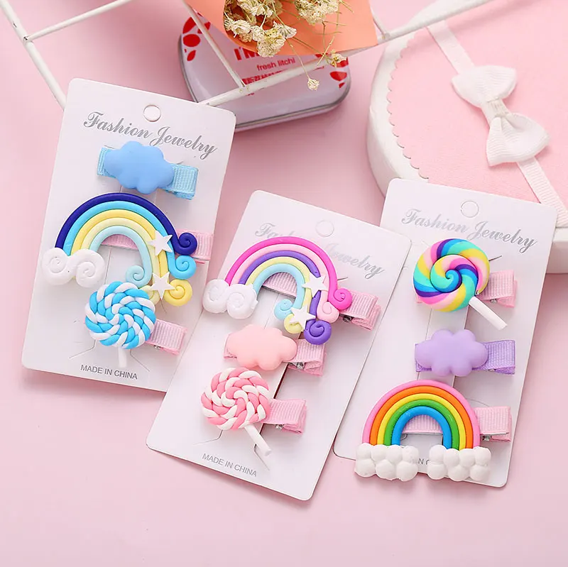 Cute Children Hairpins Polymer Clay Hair Clips Rainbow Multicolor Lollipop Fashion Style New Fashion Hair Accessories 3PCs/Set
Cute Children Hairpins Polymer Clay Hair Clips Rainbow Multicolor Lollipop Fashion Style New Fashion Hair Accessories 3PCs/Set