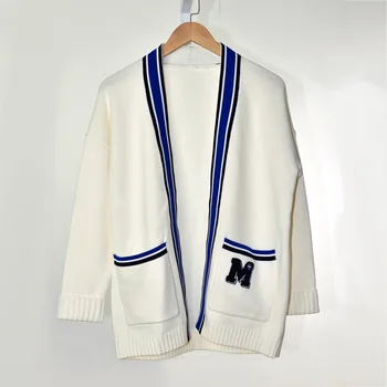19 Contrast Color Stripes Edge M Letter Embroidery Cardigan Coat 91033
19 Contrast Color Stripes Edge M Letter Embroidery Cardigan Coat 91033