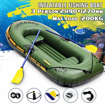249x127cm 3 Person Inflatable Rowing Boat Bearing 200kg Durable PVC Rubber Fishing Boat Set with Paddles Pump Other Set
249x127cm 3 Person Inflatable Rowing Boat Bearing 200kg Durable PVC Rubber Fishing Boat Set with Paddles Pump Other Set