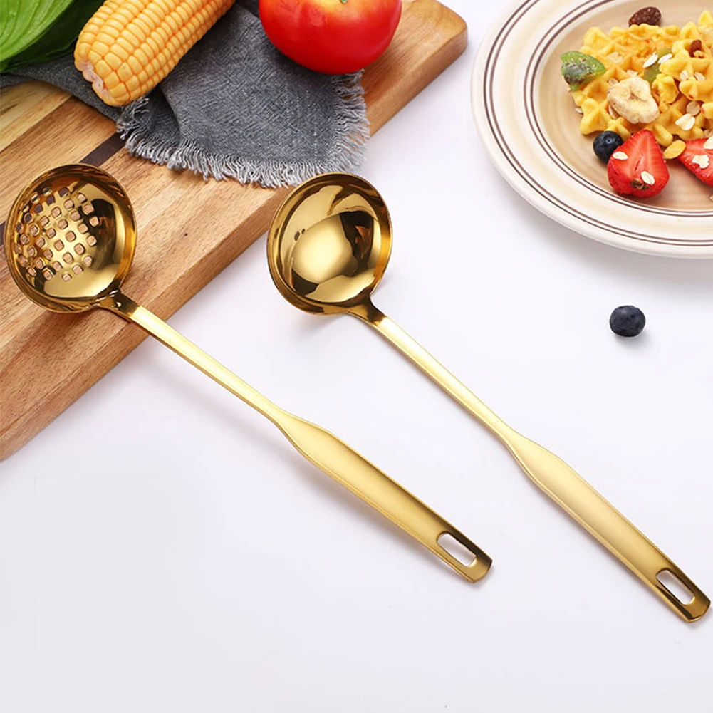 2 PcsStainless Steel Kitchenware Set Long Handle Cooking Tools Matt Polish Slotted Turner Gold Kitchen Accessories Utensil A16
2 PcsStainless Steel Kitchenware Set Long Handle Cooking Tools Matt Polish Slotted Turner Gold Kitchen Accessories Utensil A16