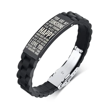 PERSONALIZED CUSTOM YOU ARE MY SUNSHINE SILICONE BRACELET FOR MEN RUNNERS SPORTS ATHLETIC ID WRISTBAND
PERSONALIZED CUSTOM YOU ARE MY SUNSHINE SILICONE BRACELET FOR MEN RUNNERS SPORTS ATHLETIC ID WRISTBAND