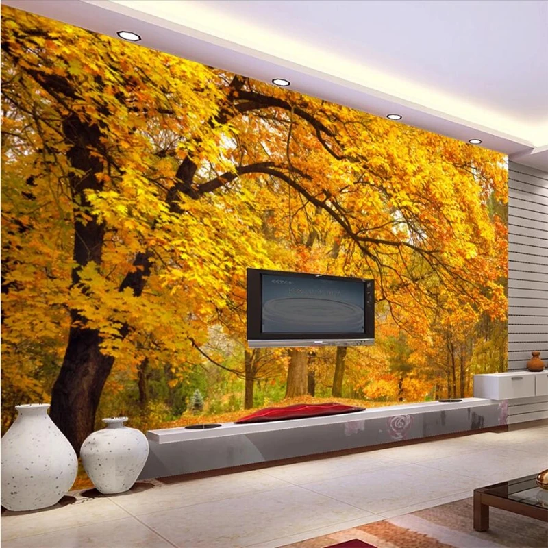 

wellyu Customized high-end wallpaper 3D stereo photo murals papel de pared autumn forest TV background wall paper papier peint