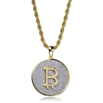 18K Gold Plated Bling CZ Simulated Diamond Iced Out Bitcoin Pendent Necklace Hip Hop Chain Jewelry for Men Charm Gifts
18K Gold Plated Bling CZ Simulated Diamond Iced Out Bitcoin Pendent Necklace Hip Hop Chain Jewelry for Men Charm Gifts