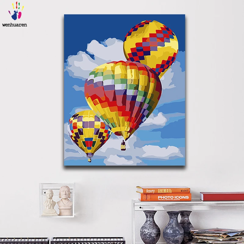 Фото Сделай Сам Раскраска по номерам картина живопись с комплектами воздушный шар