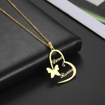 Lemegeton Personalized Butterfly Heart Custom Name Necklace Stainless Steel Heart Women Choker Necklaces Jewelry New Year Gift 
Lemegeton Personalized Butterfly Heart Custom Name Necklace Stainless Steel Heart Women Choker Necklaces Jewelry New Year Gift