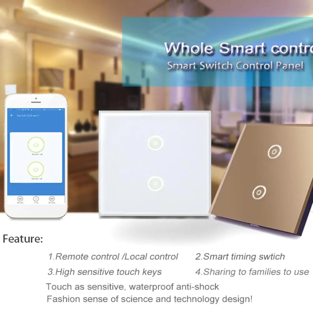 Smart Touch Switch EU Standard Amazon Alexa Voice Control Light Switch Tempered Glass Wireless Wet Hand Touch Switch Waterproof
Smart Touch Switch EU Standard Amazon Alexa Voice Control Light Switch Tempered Glass Wireless Wet Hand Touch Switch Waterproof