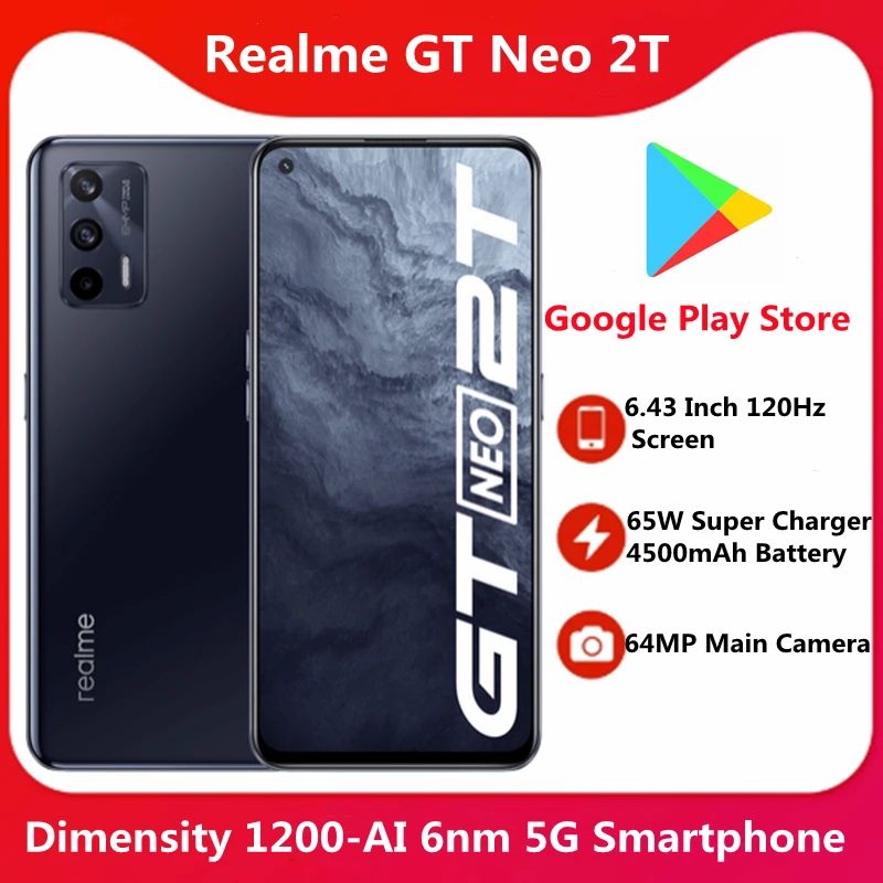 Смартфон realme GT Neo 2T 6 43 дюйма 120 Гц 65 Вт NFC | Мобильные телефоны и аксессуары