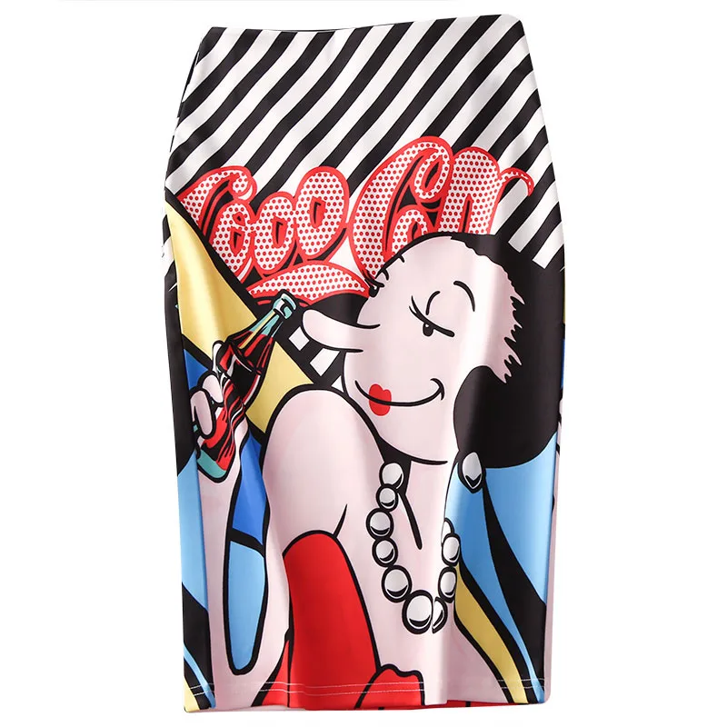 Women's Pencil skirt 2019 New Cartoon Mouse Print High Waist Slim Skirts Young Girl Summer Large Size Japan Female Falda SP534 Women's Pencil skirt 2019 New Cartoon Mouse Print High Waist Slim Skirts Young Girl Summer Large Size Japan Female Falda SP534