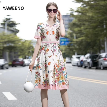2020 New Women Spring SummerDress Runway Fashion Elegant Temperament v-neck Floral Print Short Sleeve Collect Waist Midi Dress
2020 New Women Spring SummerDress Runway Fashion Elegant Temperament v-neck Floral Print Short Sleeve Collect Waist Midi Dress