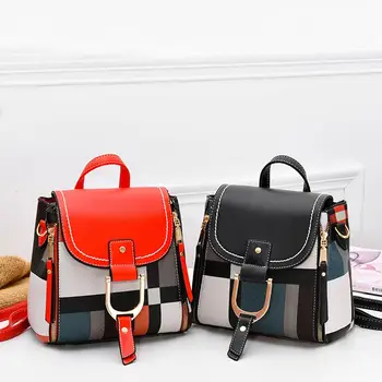 Women Faux Leather Color Block Plaid Mini Backpack Crossbody Shoulder Bag
Women Faux Leather Color Block Plaid Mini Backpack Crossbody Shoulder Bag