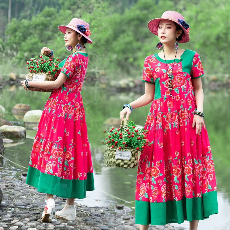 2019 Summer New Style Ethnic-Style Large Size Printed Frog Retro Literature And Art Dress Long nv zhuang qun
2019 Summer New Style Ethnic-Style Large Size Printed Frog Retro Literature And Art Dress Long nv zhuang qun