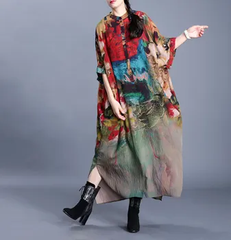 Retro Stand Collar Single Breasted Stitching Hem Split Irregular Female Dress 2020 Summer New Chinese Style Silk Printed Dress
Retro Stand Collar Single Breasted Stitching Hem Split Irregular Female Dress 2020 Summer New Chinese Style Silk Printed Dress