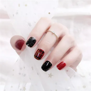 24 Pcs Fashion DIY Nail Art Blackfake nails press on Red Grid Nail Art Full Cover Short Square Manicure Tools with Glue TY
24 Pcs Fashion DIY Nail Art Blackfake nails press on Red Grid Nail Art Full Cover Short Square Manicure Tools with Glue TY