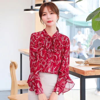 COIGARSAM Ruffles blouse women New Spring Floral Print Chiffon Loose Bow blusas womens tops and blouses Red 1009
COIGARSAM Ruffles blouse women New Spring Floral Print Chiffon Loose Bow blusas womens tops and blouses Red 1009