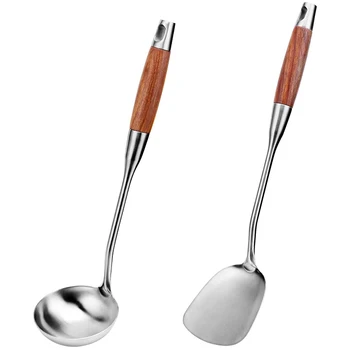 2 Stainless Steel Kitchen Utensils Set, 304 Stainless Steel Wok Spatula and Spoon Set
2 Stainless Steel Kitchen Utensils Set, 304 Stainless Steel Wok Spatula and Spoon Set