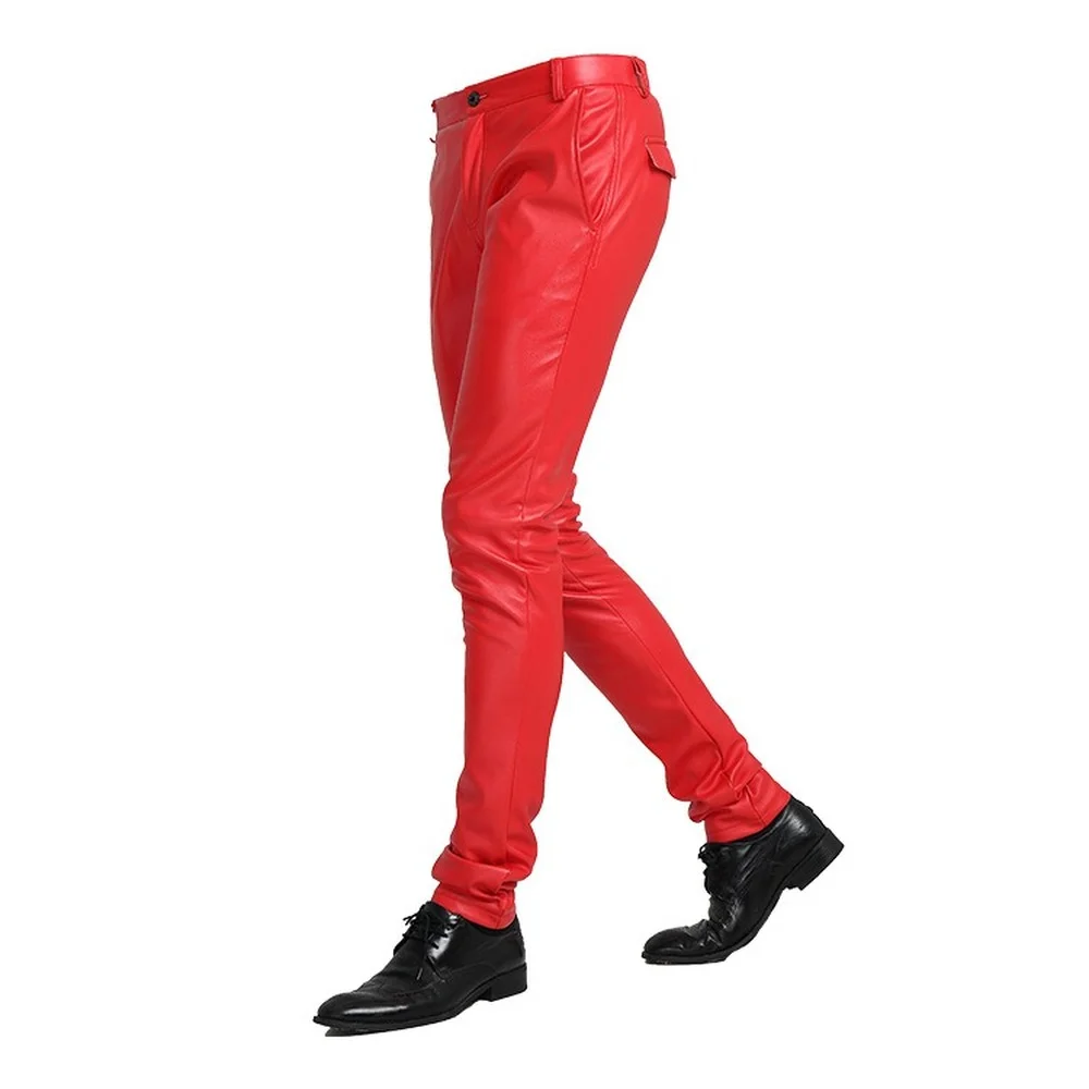 2022 Pure Color Mens Faux Leather Dance Cosplay Skinny Cone Pants Glitter Punk New D 
2022 Pure Color Mens Faux Leather Dance Cosplay Skinny Cone Pants Glitter Punk New D