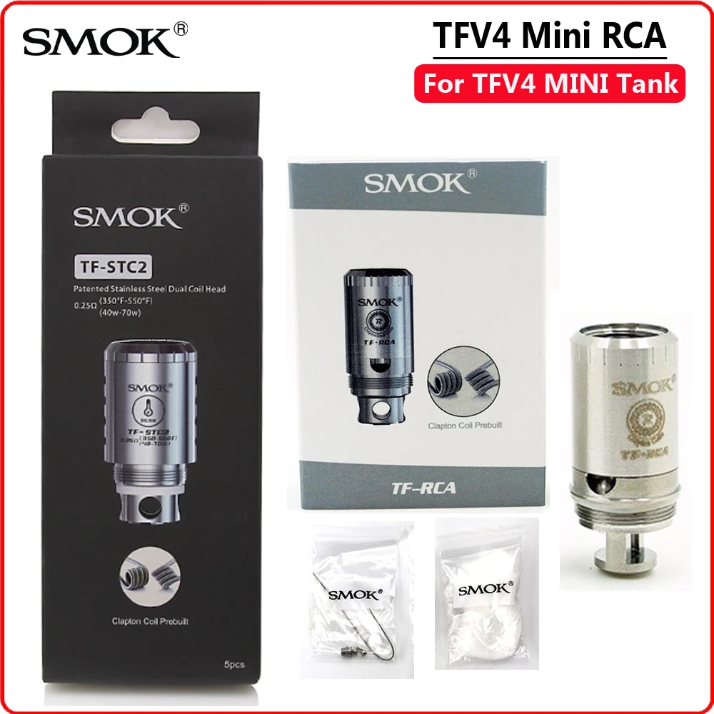 Original SMOK TF-STC2 TF RCA Coil Head TF STC2 STC 2 Dual Core 0.25ohm Resistance for TFV4 Mini Atomizer V4 Mini Vaporizer Tank
Original SMOK TF-STC2 TF RCA Coil Head TF STC2 STC 2 Dual Core 0.25ohm Resistance for TFV4 Mini Atomizer V4 Mini Vaporizer Tank