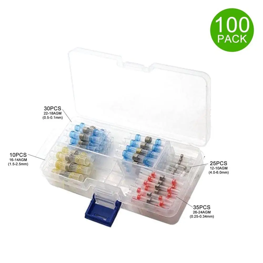 100/50 Pcs Mixed Heat Shrink Sordering Terminals Waterproof Solder Sleeve Tube Electrical Wire Insulated Butt Connectors Kit
100/50 Pcs Mixed Heat Shrink Sordering Terminals Waterproof Solder Sleeve Tube Electrical Wire Insulated Butt Connectors Kit