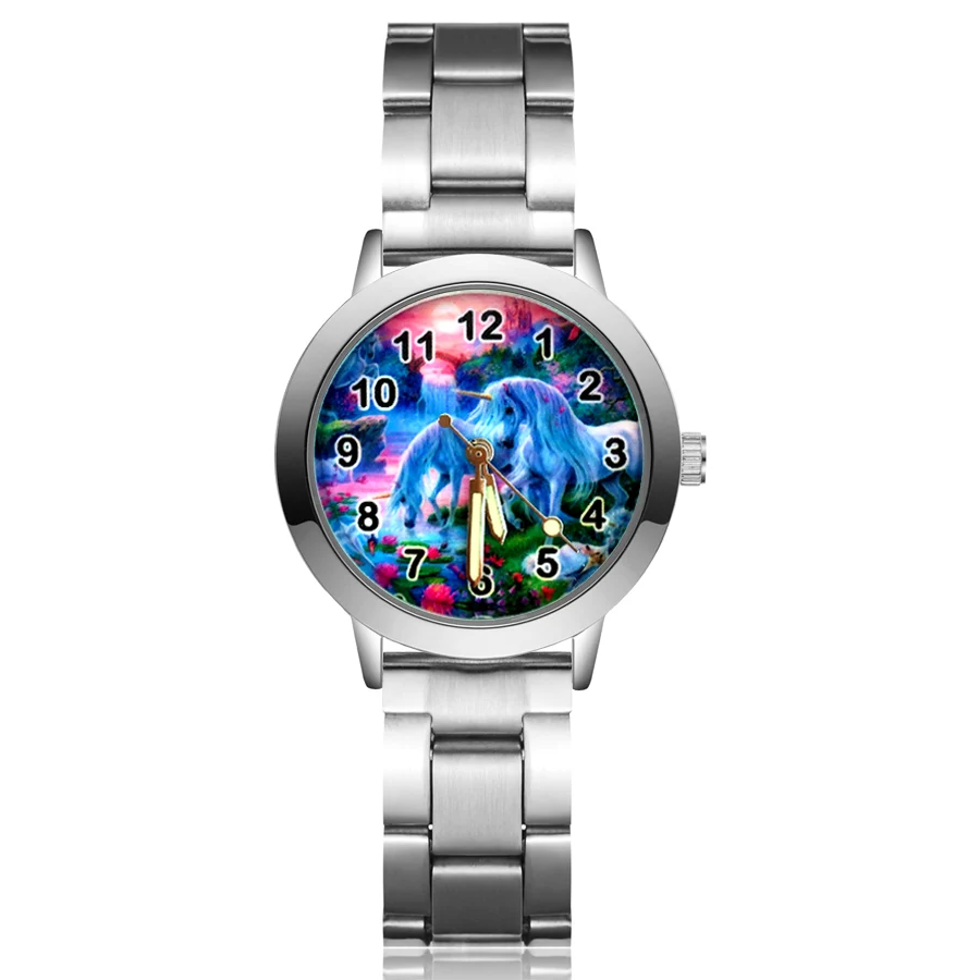 Cute Cartoon Cute pretty Unicorn horse style Children's Watches Kids Student Girls boys Quartz Metal steel Wrist Watch JA168
Cute Cartoon Cute pretty Unicorn horse style Children's Watches Kids Student Girls boys Quartz Metal steel Wrist Watch JA168