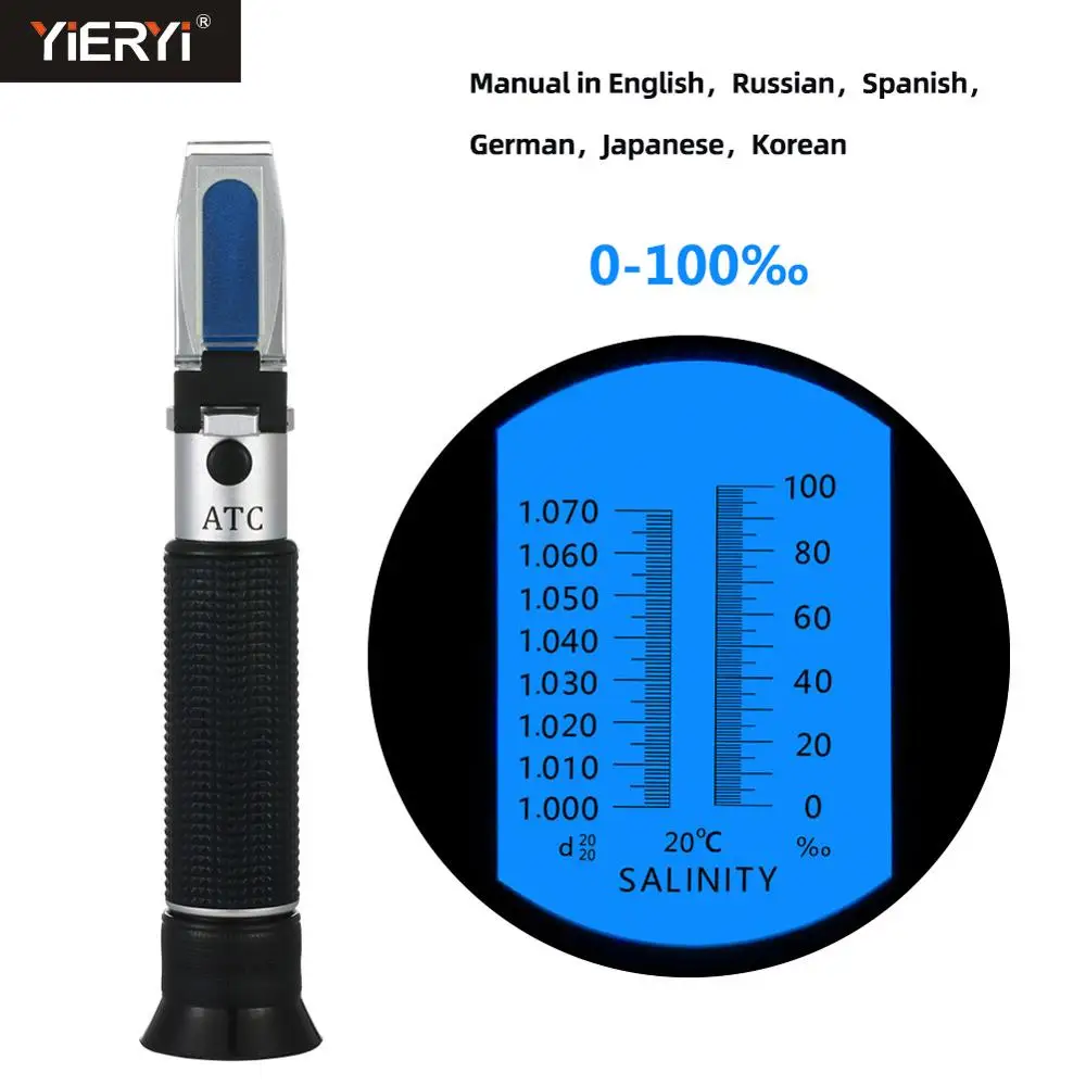 Yieryi New Handheld 0-0-100‰ Salinity Aquarium ATC Refractometer 1.000-1.070SG Salinity Refractometer Sea Gravimeter Aquarium
Yieryi New Handheld 0-0-100‰ Salinity Aquarium ATC Refractometer 1.000-1.070SG Salinity Refractometer Sea Gravimeter Aquarium
