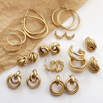 Lifefontier Gold Color Metal Drop Earrings C-type Hoop Twist Earrings Irregular Statement Round Water Drop Geometric Jewelry
Lifefontier Gold Color Metal Drop Earrings C-type Hoop Twist Earrings Irregular Statement Round Water Drop Geometric Jewelry