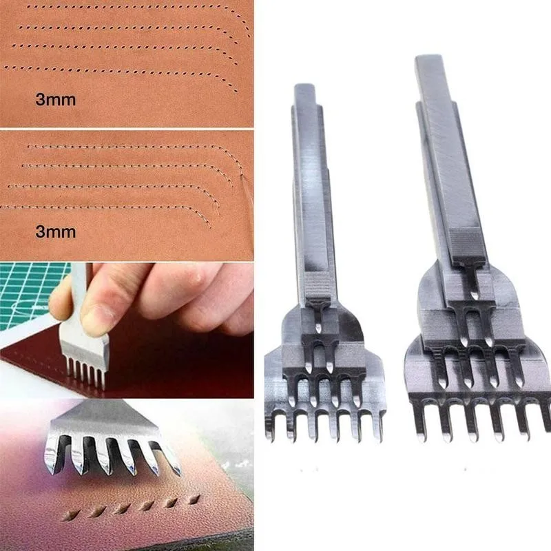 4pcs/set Leather Craft Tool Steel Hole Chisel Graving Stitching Suture Punch Tools Diy Cut Kit Dropshipping | Дом и сад