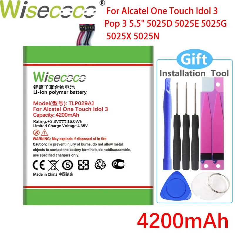 Wisecoco TLp029AJ TLp029A1 4200 мА/ч Батарея для Alcatel One Touch Idol 3 I806 Pop 5 &quotOT-5025 6045K OT-5025D | Компьютеры