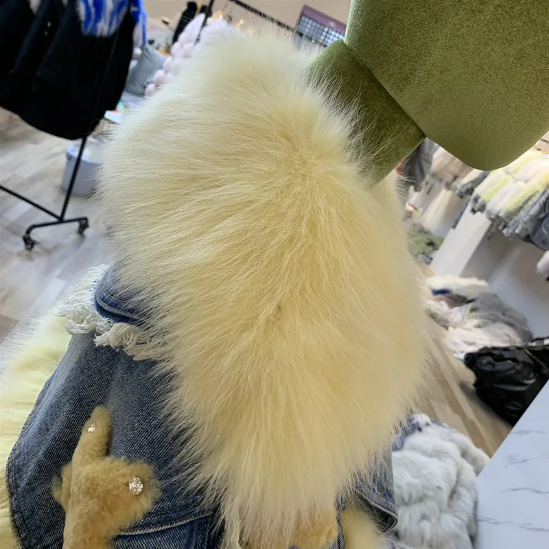denim jacket with fur real fox fur star (11)