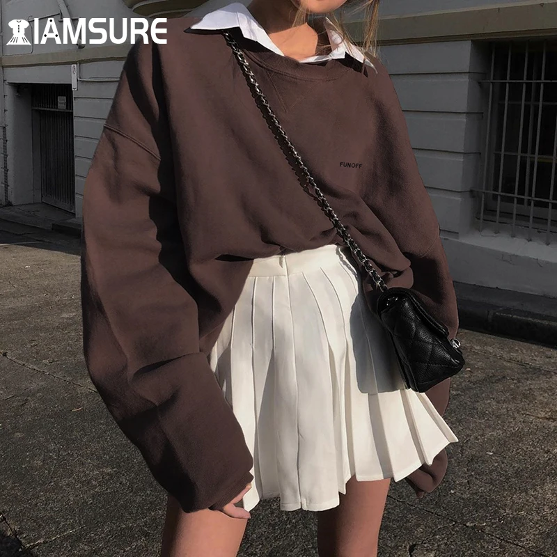 IAMSURE 2020 Winter Autumn Women Brown Solid Loose Sweatshirt Baggy O-Neck Long Sleeve Top Warm Plus Size Casual Streetwear Y2K
IAMSURE 2020 Winter Autumn Women Brown Solid Loose Sweatshirt Baggy O-Neck Long Sleeve Top Warm Plus Size Casual Streetwear Y2K