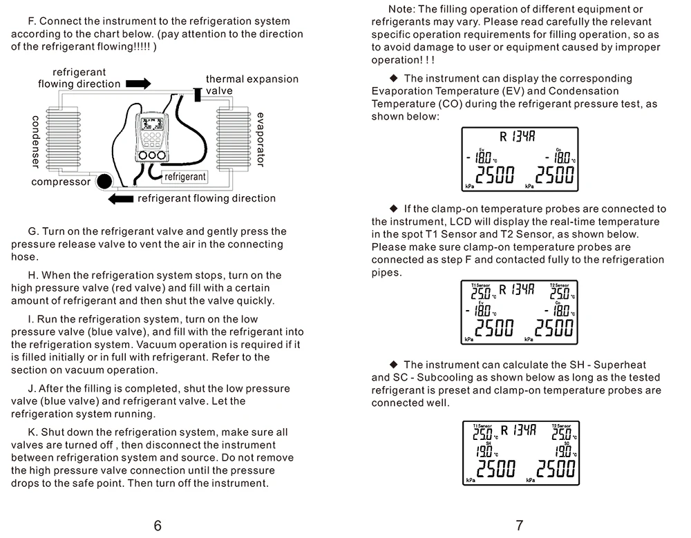 DUOYI Refrigeration Digital Manifold Pressure Gauge Set Vacuum Pressure Meter Testing HVAC Temperature Tester DY517 PK TESTO 550