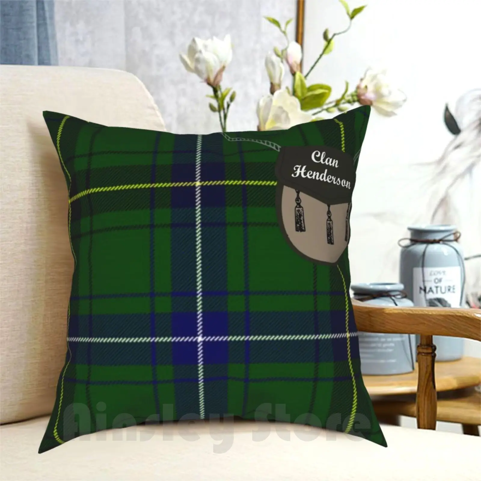 

Clan Henderson Surname Last Name Scottish Clan Tartan Badge Crest Pillow Case Printed Home Soft DIY Pillow cover Henderson