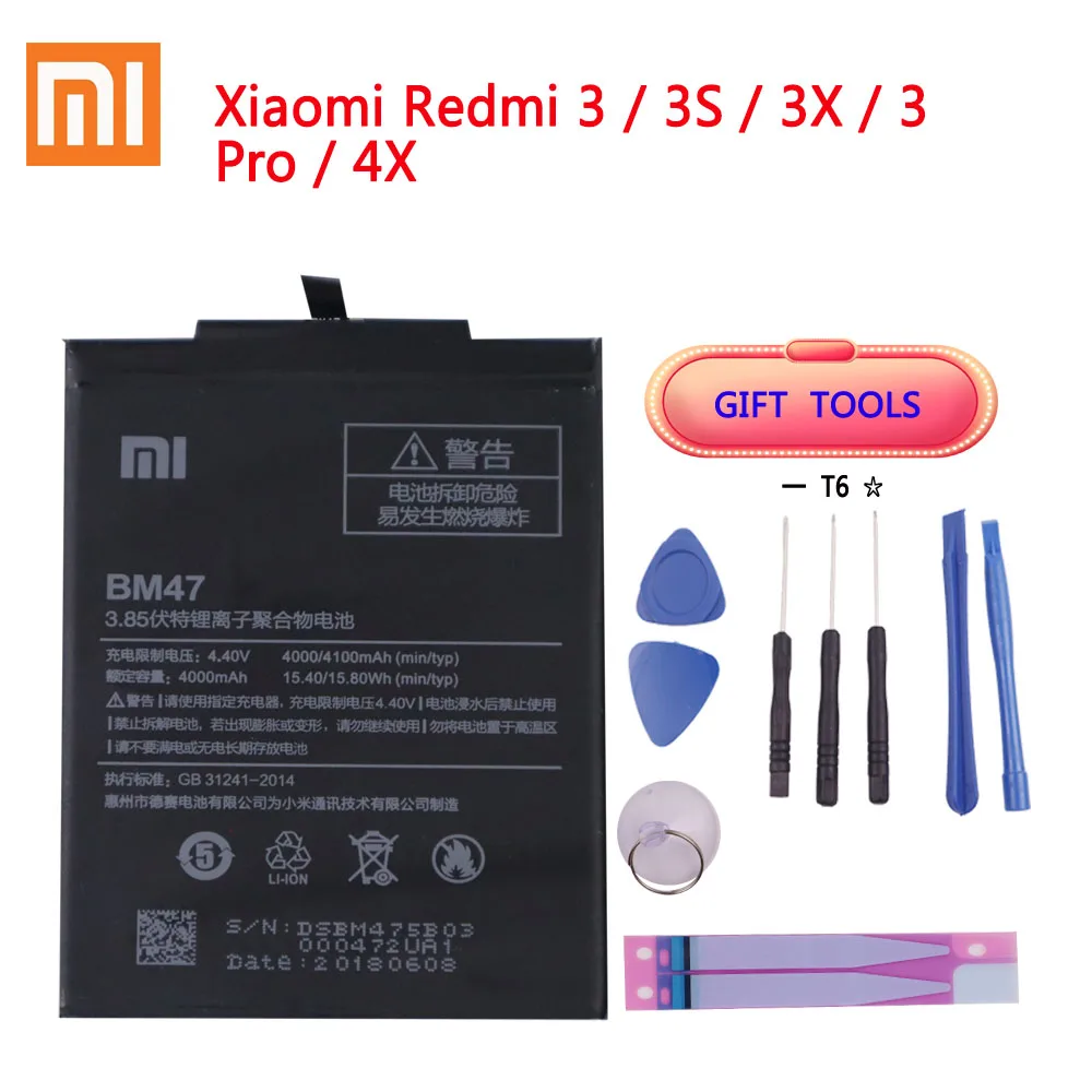 Original Replacement Battery BM47 4000mAh For XIAOMI Redmi 4X Redmi 3S Battery Redmi 3 3 Pro 3X 4X Pro 4X Genuine Phone Battery
Original Replacement Battery BM47 4000mAh For XIAOMI Redmi 4X Redmi 3S Battery Redmi 3 3 Pro 3X 4X Pro 4X Genuine Phone Battery