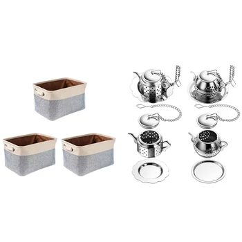 4 Pcs Loose Leaf Tea Infuser, Polygonal Stainless Steel Tea Filter & 3Pcs Storage Basket Bin Linen Fabric
4 Pcs Loose Leaf Tea Infuser, Polygonal Stainless Steel Tea Filter & 3Pcs Storage Basket Bin Linen Fabric