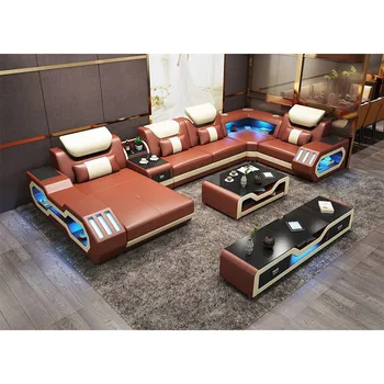 Multifunctional led light music player USB combination living room sofa set genuine leather sofa chaise
Multifunctional led light music player USB combination living room sofa set genuine leather sofa chaise