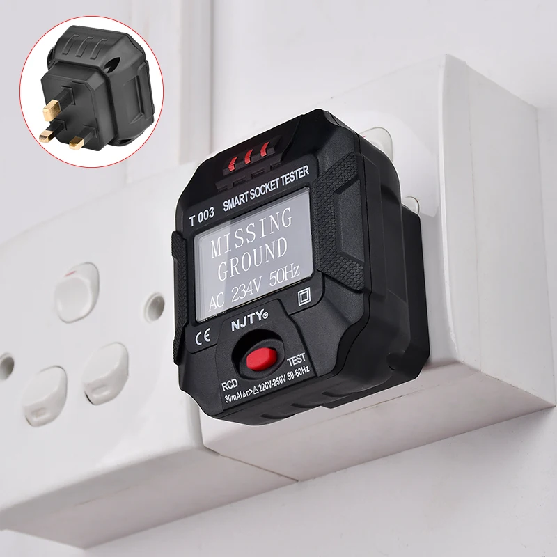 T003 Digital Smart Socket Tester 90-250V Voltage Test Socket Detector UK Plug Ground Zero Line Rcd Check Breaker Finder
T003 Digital Smart Socket Tester 90-250V Voltage Test Socket Detector UK Plug Ground Zero Line Rcd Check Breaker Finder