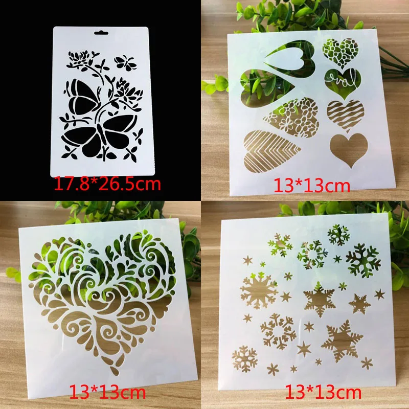 4pc/set Stencils Bullet Journal Heart Snowflake Template DIY Painting Lace Drawing Mold Graffiti Template For Painting Reusable
4pc/set Stencils Bullet Journal Heart Snowflake Template DIY Painting Lace Drawing Mold Graffiti Template For Painting Reusable