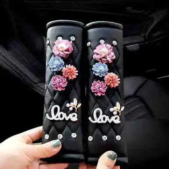 Flower Crystal Rhinestones Car Seatbelt Cover Shifter Gear Handbrake Covers Pad Set For Girls Interior Decoration Accessories
Flower Crystal Rhinestones Car Seatbelt Cover Shifter Gear Handbrake Covers Pad Set For Girls Interior Decoration Accessories
