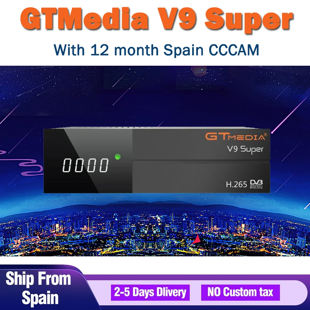 GTMedia V9 Super Satellite Receiver DVB-S2 H.265 Built-in WiFi with 1 Year Spain Europe Cline GTmedia V8 NOVA V9 Super Receptors
GTMedia V9 Super Satellite Receiver DVB-S2 H.265 Built-in WiFi with 1 Year Spain Europe Cline GTmedia V8 NOVA V9 Super Receptors