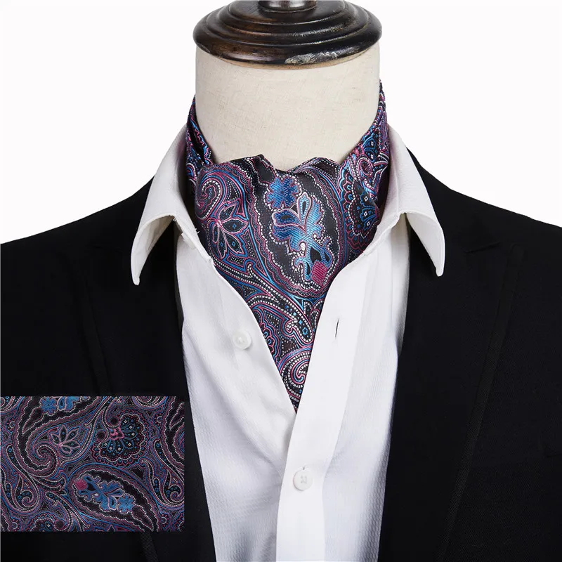 

Ikepeibao Men Luxury Purple Paisley Checked Cravat Silk Dot Floral Ascot Self British Gentleman Polyester Scarf Tie Wholesale