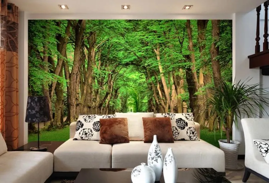Каменная дорога с деревьями 3D пейзаж Настенные обои спальня гостиная телевизор