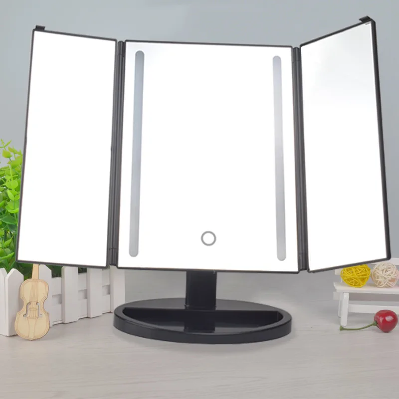 LED Desktop Touch Makeup Mirror Three Fold Hairdressing Mirror Makeup Shining Light Included Makeup USB Dimming Mirror
LED Desktop Touch Makeup Mirror Three Fold Hairdressing Mirror Makeup Shining Light Included Makeup USB Dimming Mirror