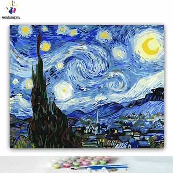 DIY Oil Painting by Numbers on Canvas with Frame Coloring Pictures Drawing Home Decor Starry Night Van Gogh
DIY Oil Painting by Numbers on Canvas with Frame Coloring Pictures Drawing Home Decor Starry Night Van Gogh