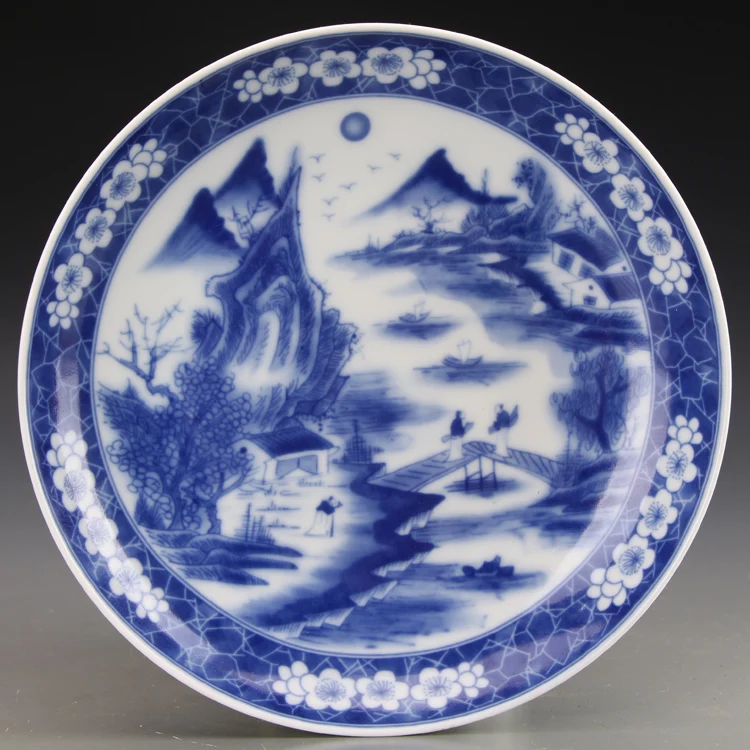 Qing Dynasty Blue And White Landscape Plate Jingdezhen Antique Porcelain Antique Ornaments
Qing Dynasty Blue And White Landscape Plate Jingdezhen Antique Porcelain Antique Ornaments