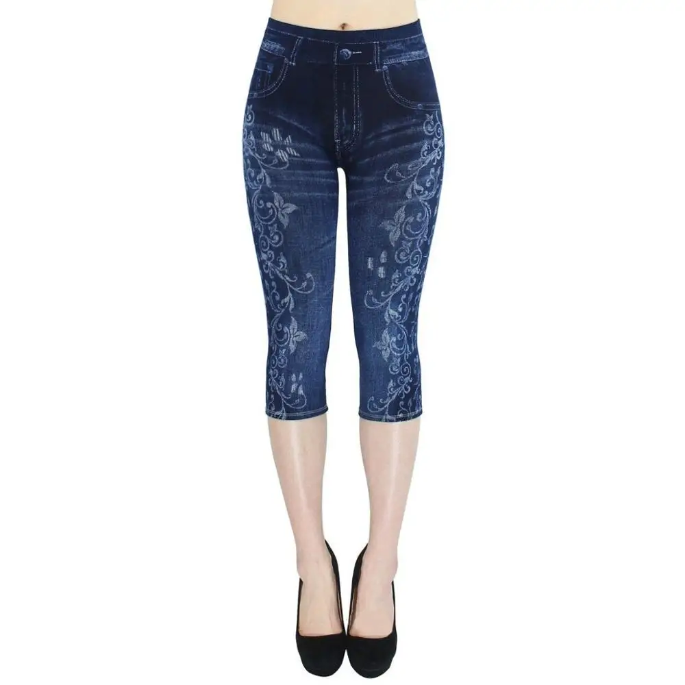 Slim-Women-Oversized-Casual-Faux-Denim-Jeans-Bandage-Print-Leggings-Strechy-Capris (1)