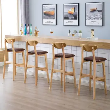 Solid wood bar stool high stool bar table and chairs bar chair home chair high stool back bar stool Nordic chair 
Solid wood bar stool high stool bar table and chairs bar chair home chair high stool back bar stool Nordic chair