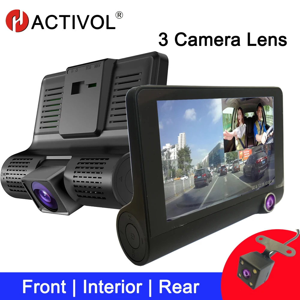 

HACTIVOL Car DVR 3 Camera Lens 4.0 Inch Dash Camera Dual Lens With Rearview Camera Video Recorder Auto Registrator Dvrs Dash Cam